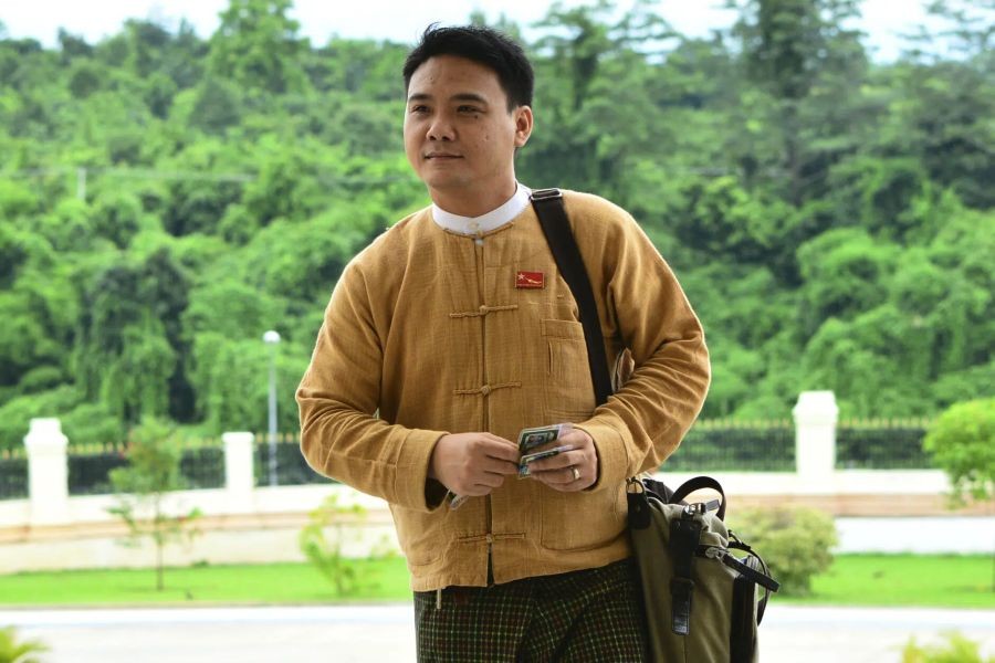 Phyo Zeya Thaw arrives at the Myanmar parliament in Naypyitaw, Myanmar, on Aug. 19, 2015. (AP Photo, File)